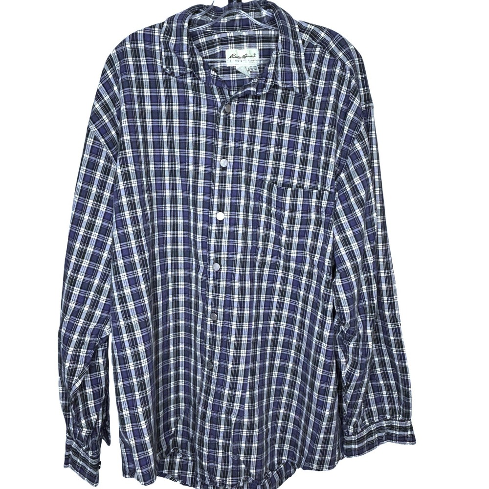 Eddie Bauer Mens XL Tall Plaid‎  Button Up Shirt Long Sleeve